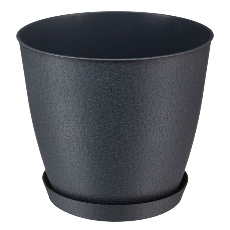 Doniczka z podstawką PELLA 22cm antracyt